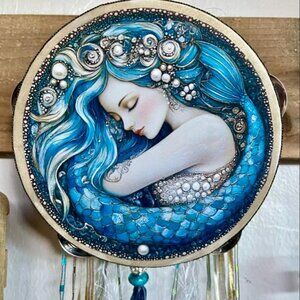 Mermaid 6" Tambourine and Anchor Charm